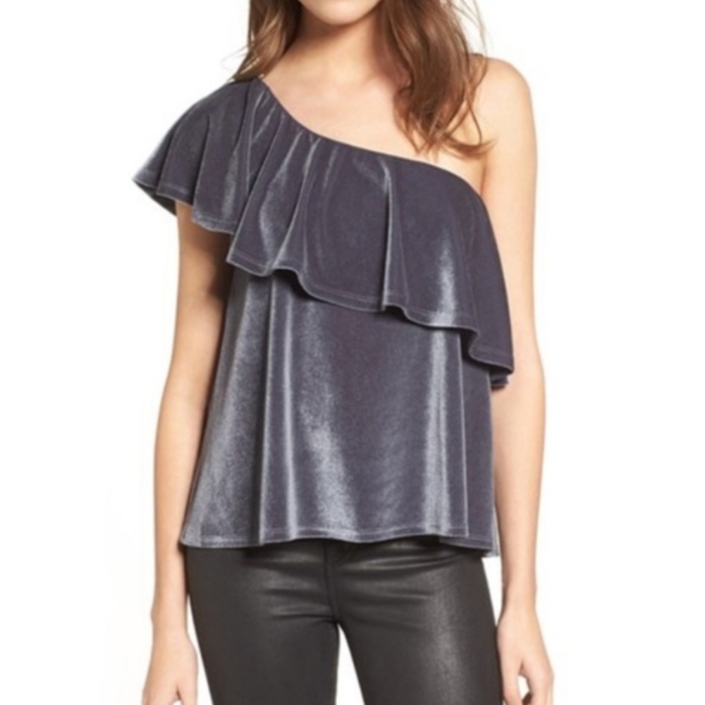 Ten Sixty Sherman One Shoulder Velvet Blouse